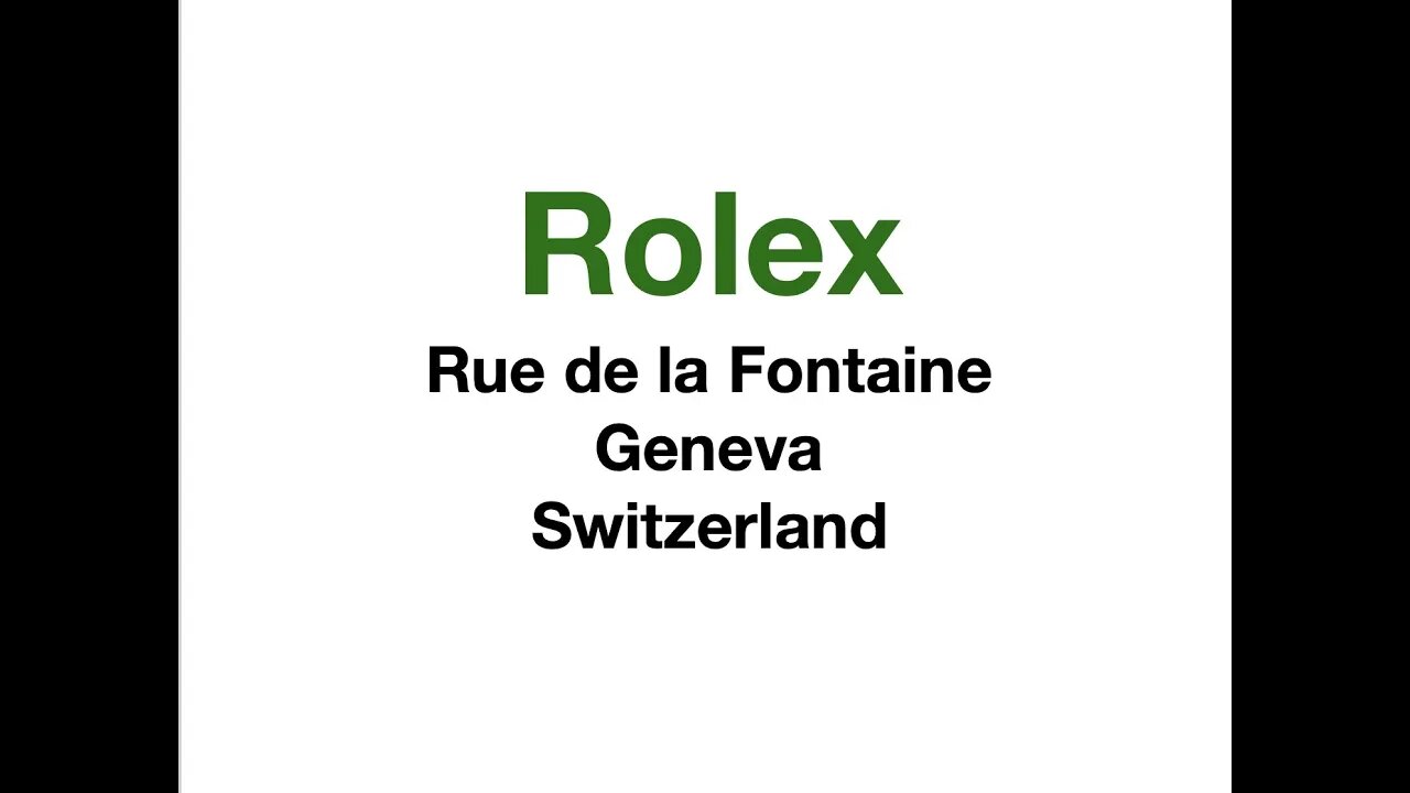 #166 Rolex Rue de la Fontaine Geneva Switzerland