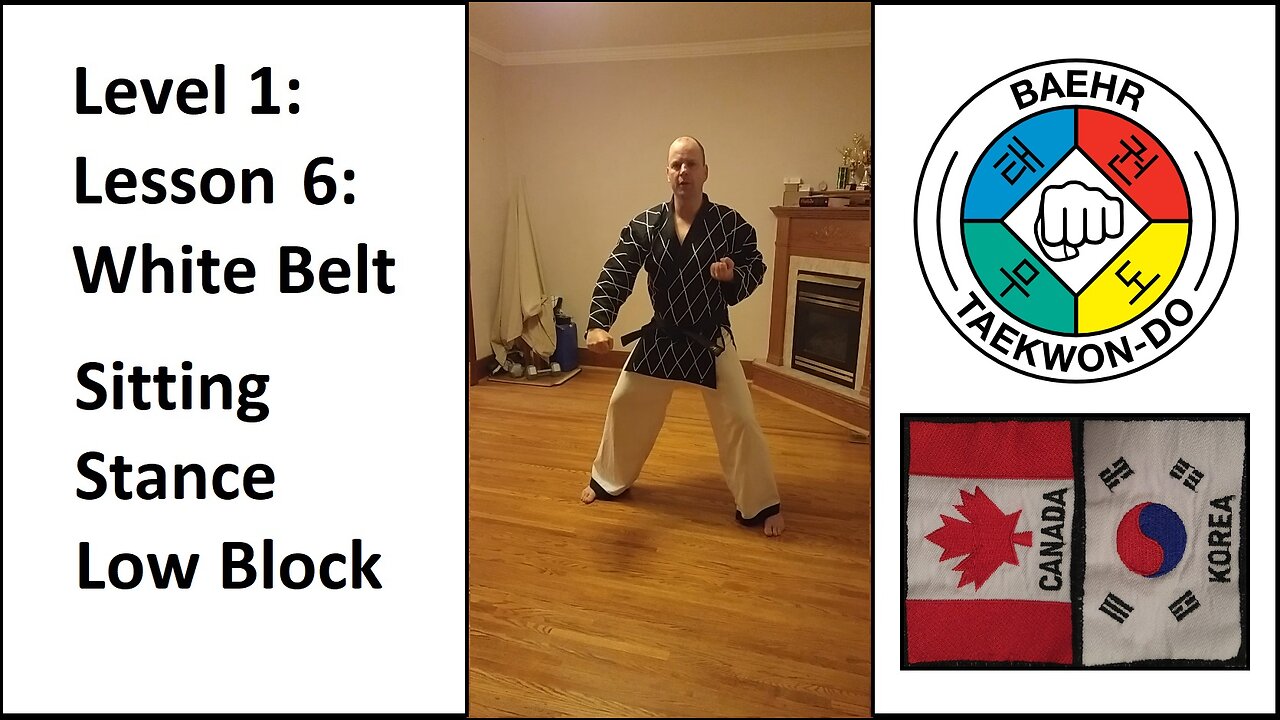 Baehr Taekwondo: 01-06: White Belt: Sitting Stance - Low Block