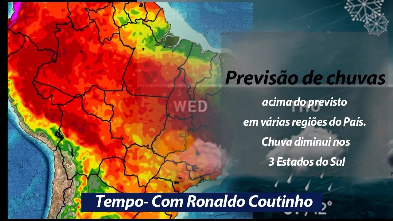 Previsão de chuvas acima do previsto em várias regiões do País. Chuva diminui nos 3 Estados do Sul