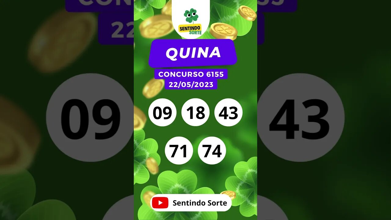 🍀 Resultado QUINA 6155 | 22/05/23 | Sentindo Sorte #shorts