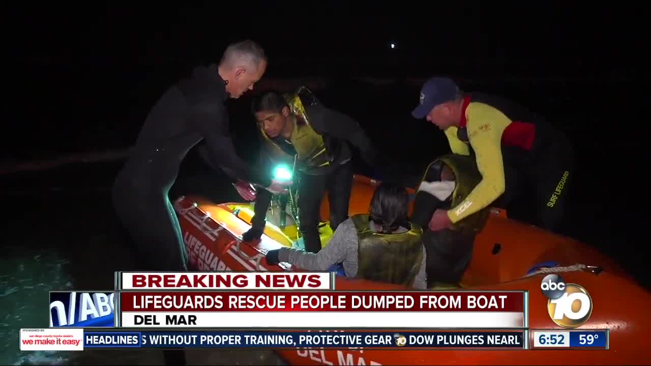 Several people rescued after being dropped in ocean off Del Mar