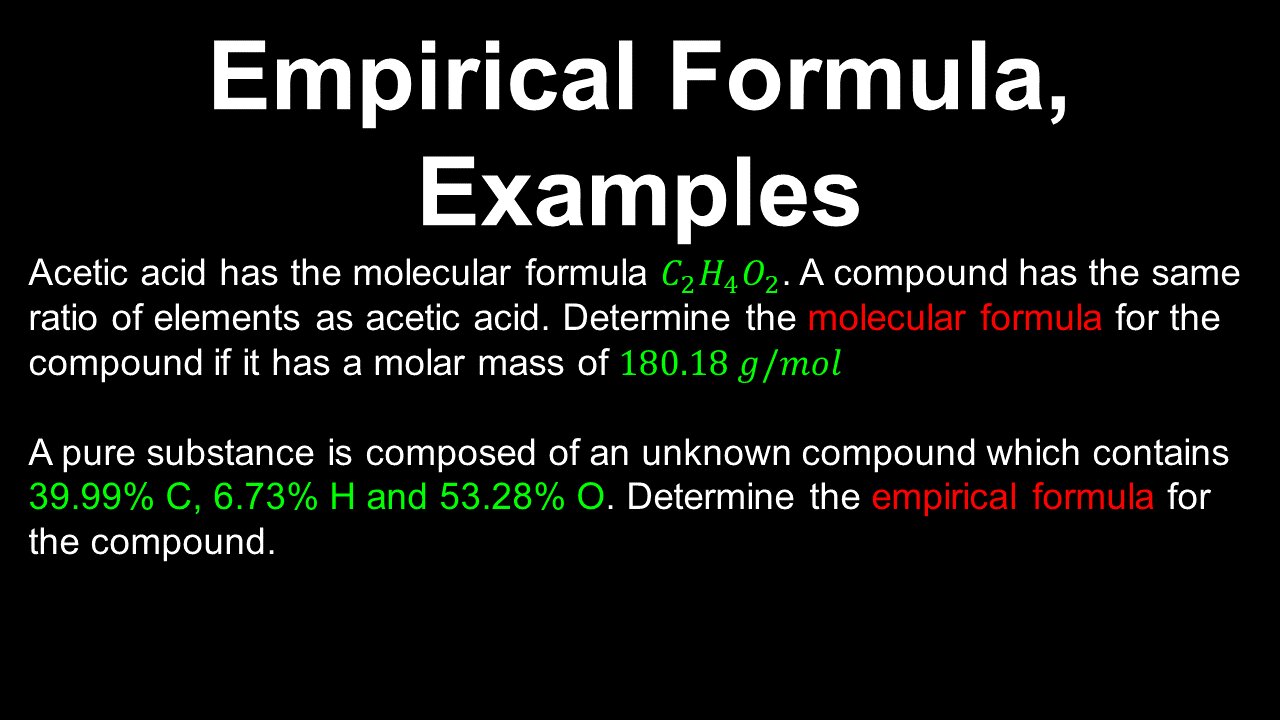 Empirical Formula, Molecular Formula, Examples - AP Chemistry