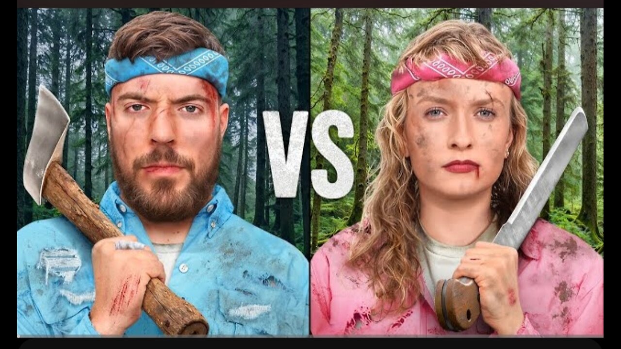 Men vs women survive The wilderness For $500,000. # mrbeast450