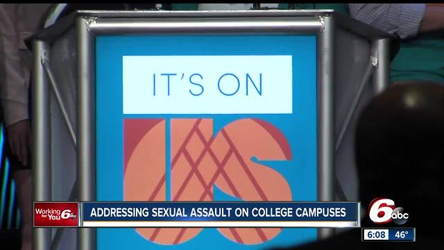 Former Vice President Joe Biden addresses sexual assault on college campuses during stop in Indianapolis
