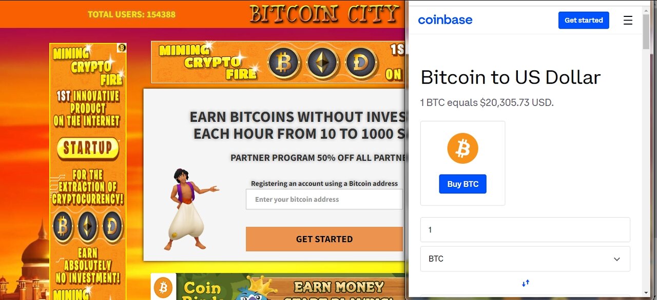 Earn 10 to 1000 Bitcoin Satoshi Every 60 minutes At BITCOIN CITY Using Any Bitcoin Wallet Address