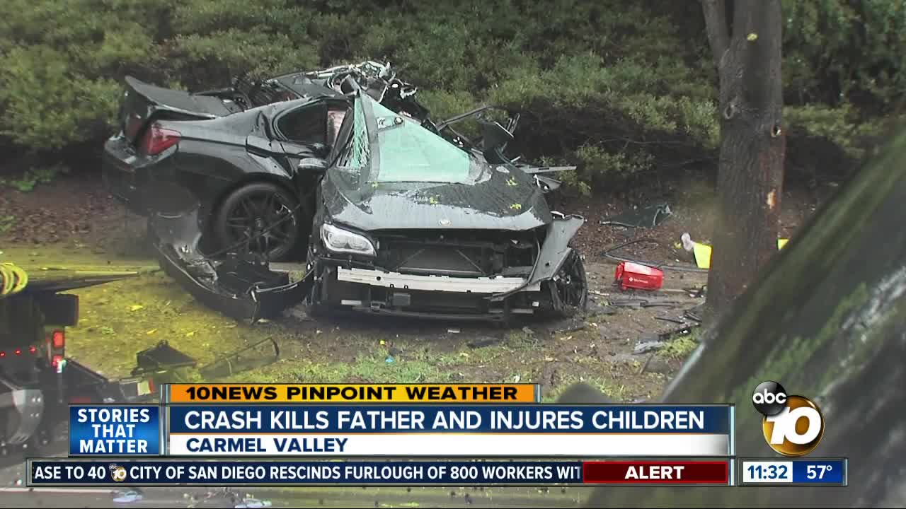 Dad killed, 2 children hurt after crash splits car in half