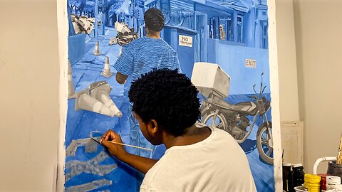 MY BIGGEST BLUE PAINTING YET! | Siphesihle Ntsungwana