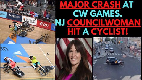 NJ Councilwoman does a Hit & Run on a Cyclist! BIG Crash at CW Games