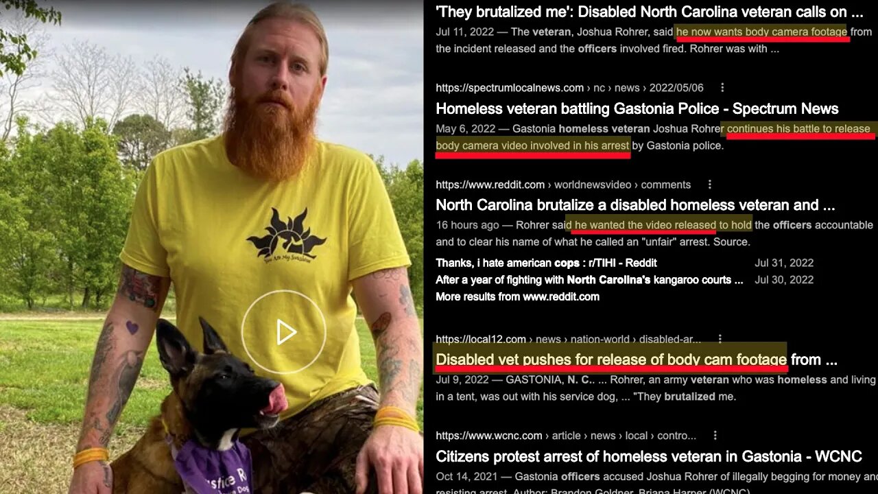 Gastonian (North Carolina) Cops Attack Peaceful Homeless veteran