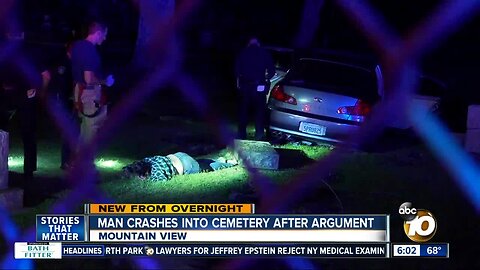 Driver crashes through cemetery after argument with ex-girlfriend