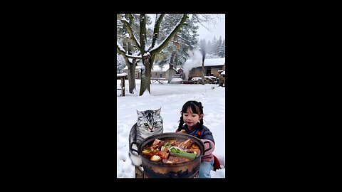 Who can refuse a spicy hot pot in winter? #Cat who can cook #Record cat's daily life #Cat