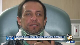 Famous jockey Victor Espinoza returns to the track