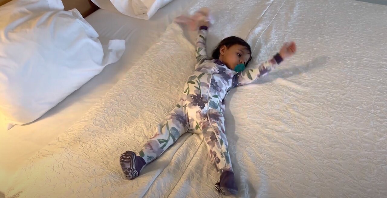 First Time in a Hotel; Immediately Makes “Bed Angels”.