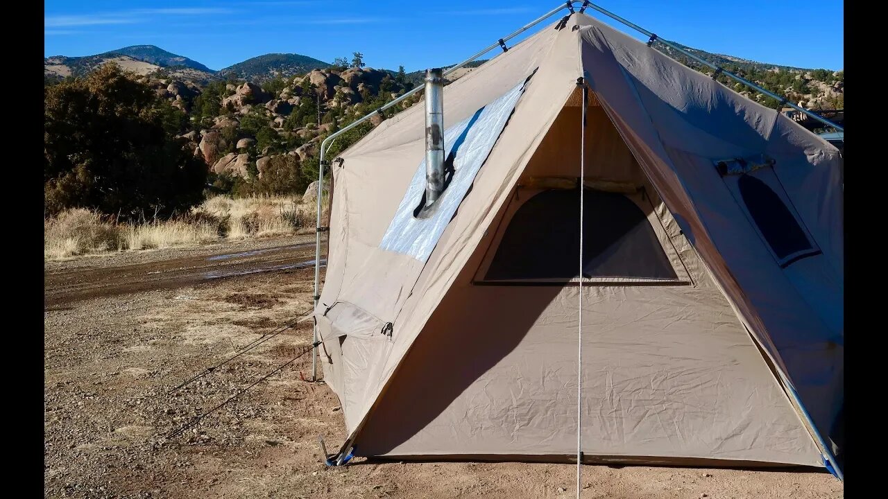 Living Off-Grid in a Tent w/ Wood Stove: Hiking Collapsed Lava Tubes & My New Camp Site