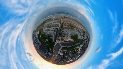 Strawberry Full Moon hiding at Sunset on tbe Beach 360