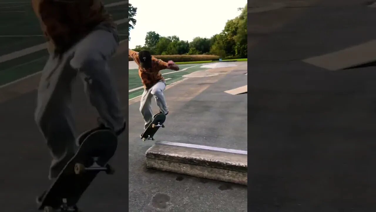 Throwback clip frontside grind kickflip out on ledge @ Millersville #skatepark #skateboarding #skate