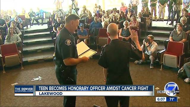 13-year-old boy diagnosed with cancer sworn in as honorary Lakewood Police officer
