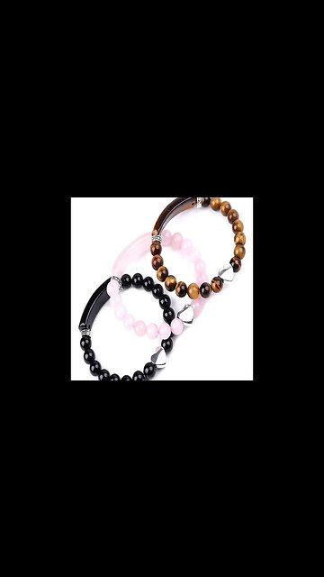 NATURAL CRYSTAL BEADS UNISEX HEART BRACELET