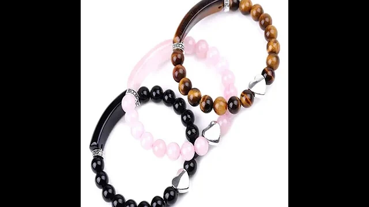 NATURAL CRYSTAL BEADS UNISEX HEART BRACELET