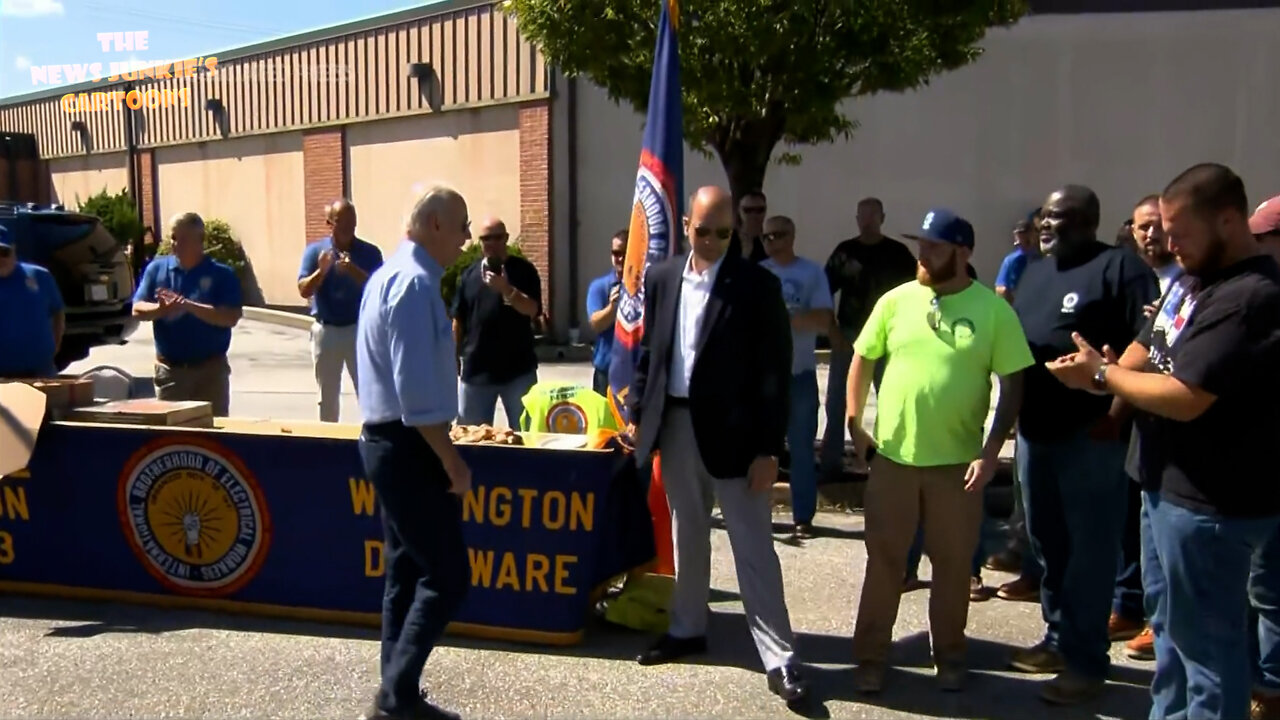 Biden delivers deli sandwiches to union members for photo op.