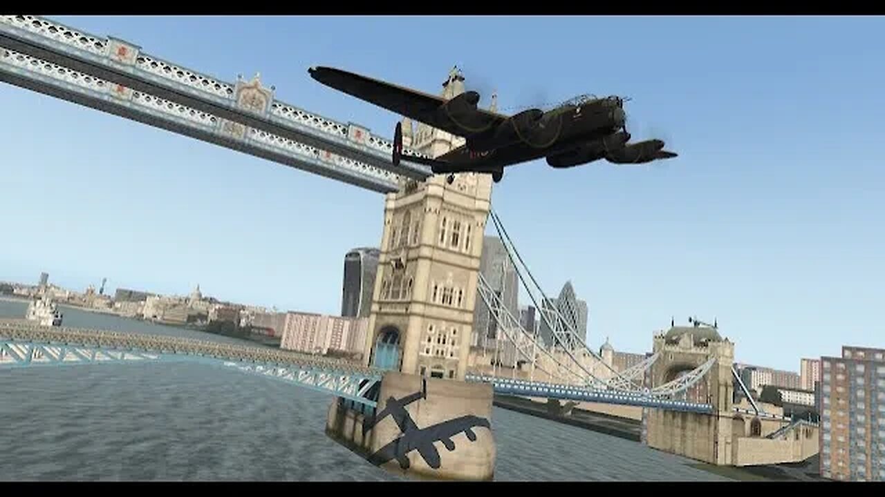 Avro Lancaster under Tower Bridge,