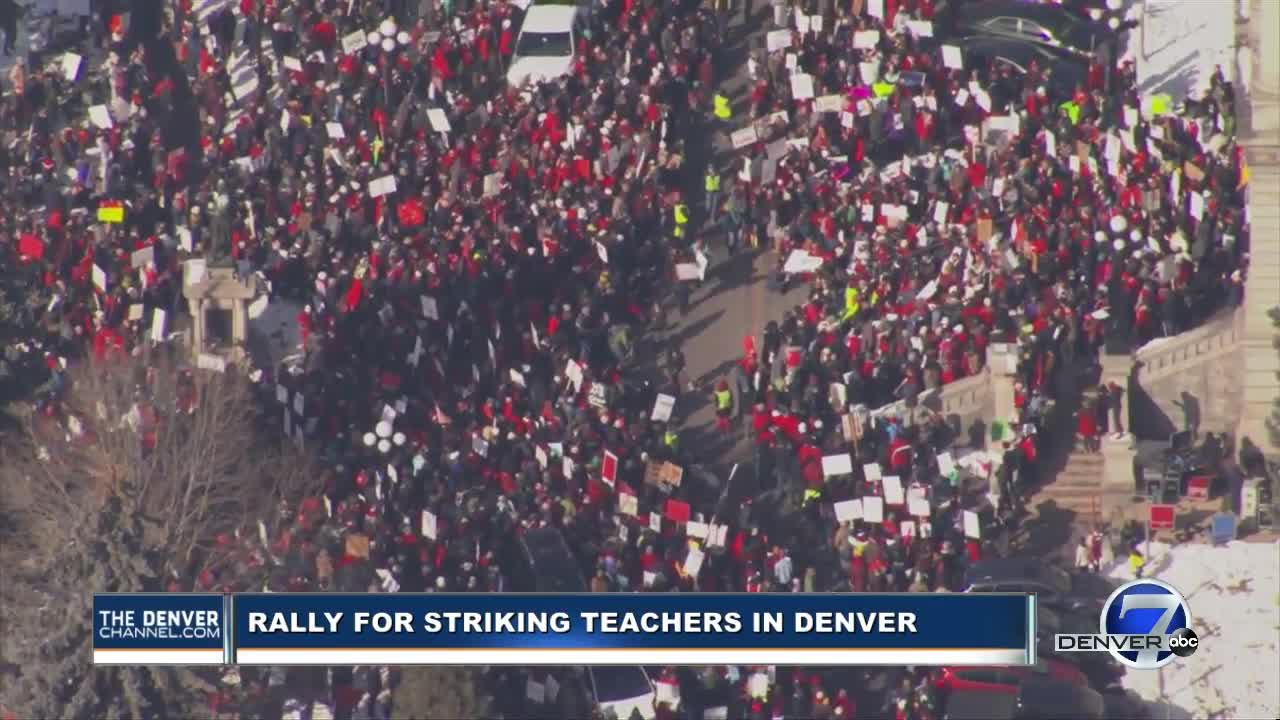 Teachers, union leaders rally at Capitol in Denver during ongoing strike