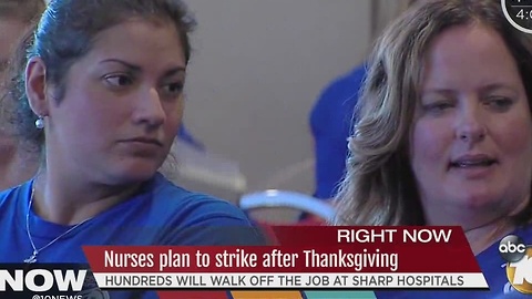 Sharp nurses plan to strike after Thanksgiving