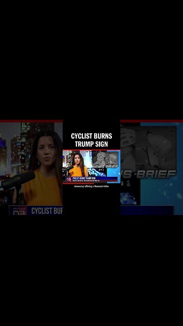 Cyclist Burns Trump Sign