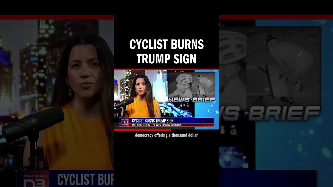 Cyclist Burns Trump Sign