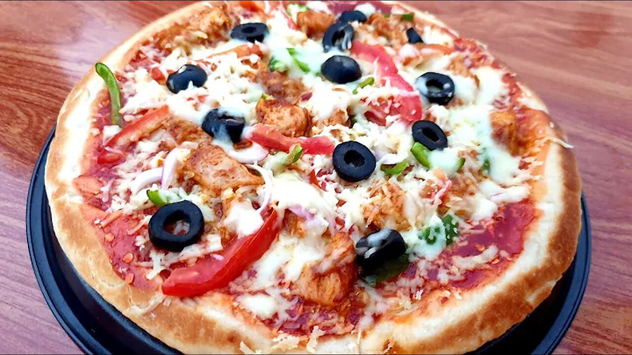 Simple Chicken Pizza Recipe cc by My Village Food Secrets🐔🍕