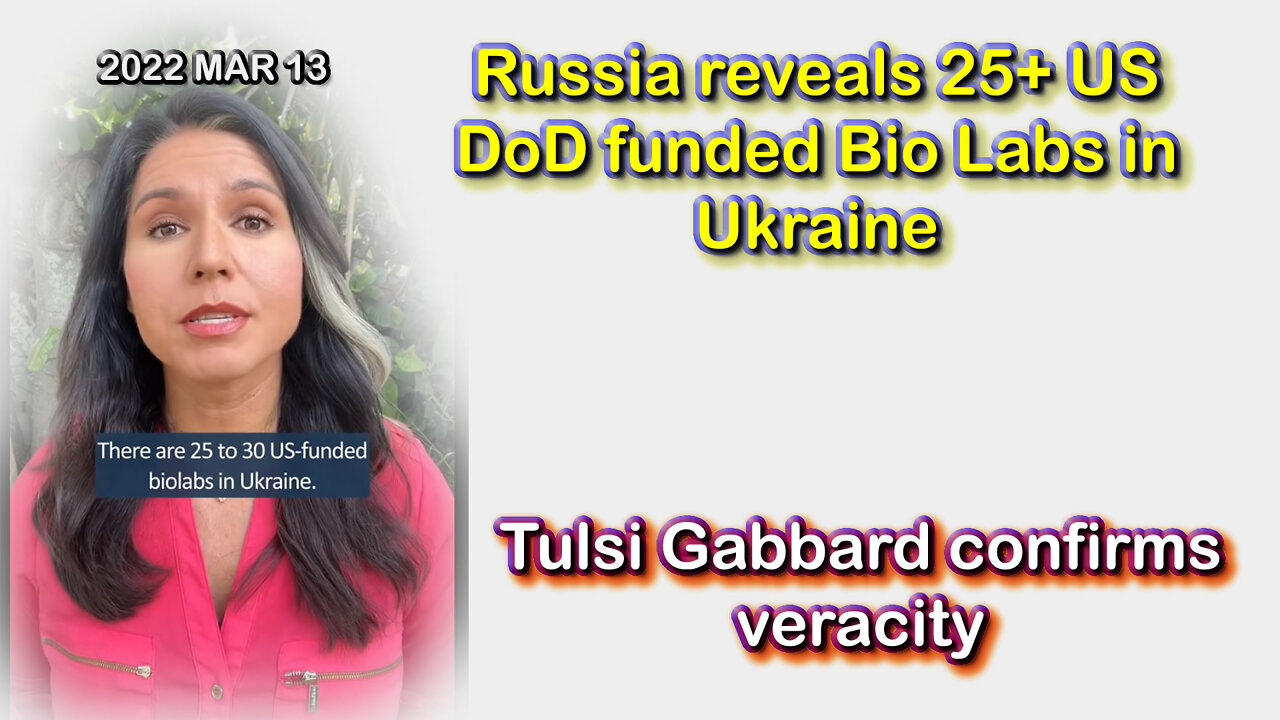 2022 MAR 13 Russia reveals 25+ US DoD funded Bio Labs in Ukraine and Tulsi Gabbard confirms veracity