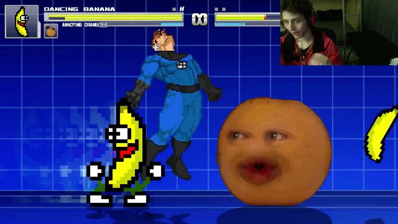 Fruit Characters (Annoying Orange And Dancing Banana) VS Mr. Fantastic In An Epic Battle In MUGEN