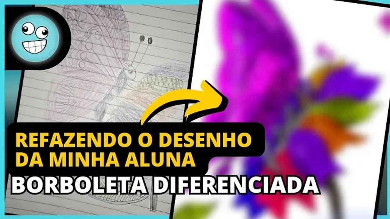 REFIZ O DESENHO QUE MINHA ALUNA CRIOU. UMA BORBOLETA DIFERENTE #drawing #desenhando