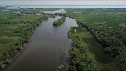 Wolf River Tour - Orihula, WI. Scenic view of Boom Island, Pages Slough overlooking Lake Poygan