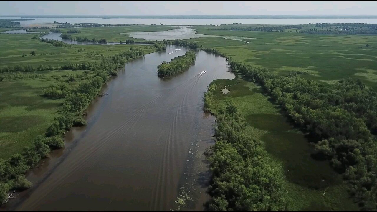 Wolf River Tour - Orihula, WI. Scenic view of Boom Island, Pages Slough overlooking Lake Poygan