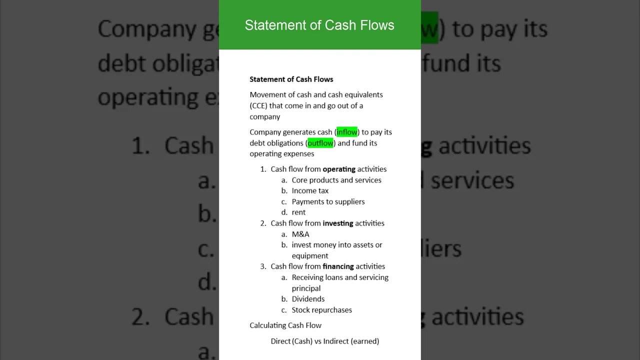 Get Your Statement of Cash Flow Correct #moneyshorts #cashflowstatement #cashflow101