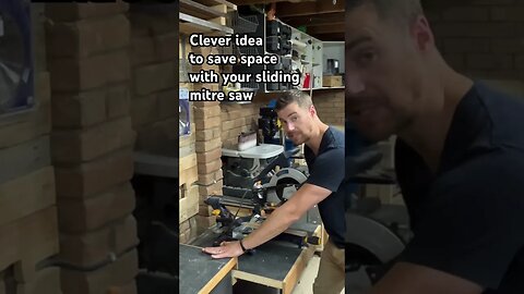 Clever space saving idea for your sliding mitre saw! #woodworking