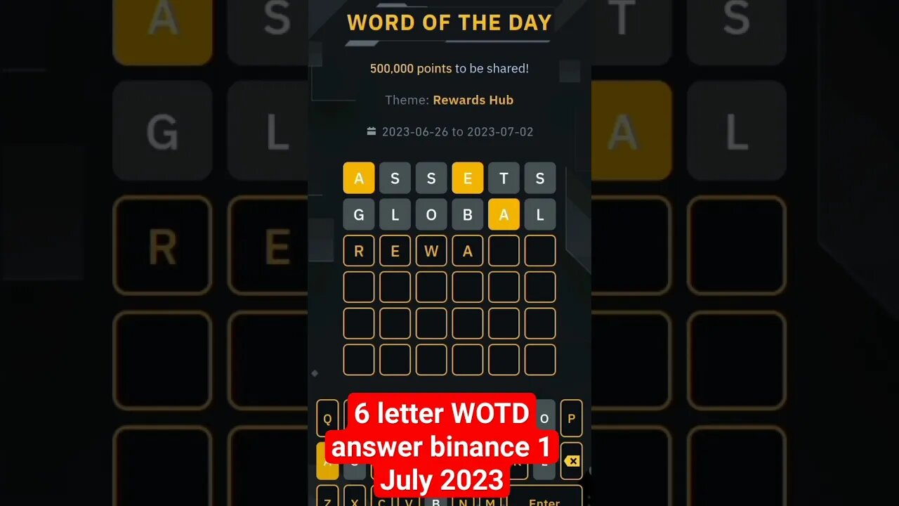 6 letter WOTD answer binance today | word of the day binance