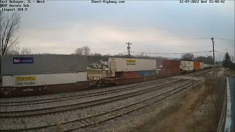 WB Intermodal with KCSM 4537 at East Dubuque, IL on December 7, 2022