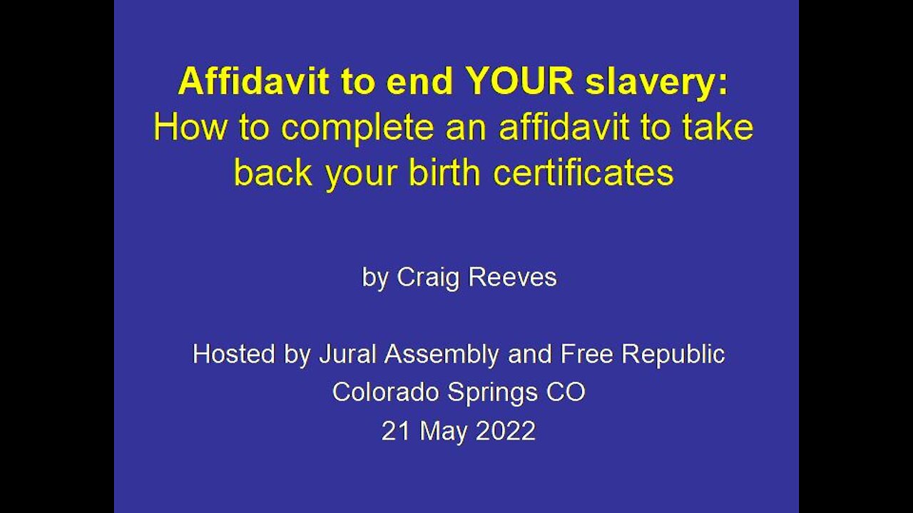 Affidavit to end YOUR slavery - pt 3