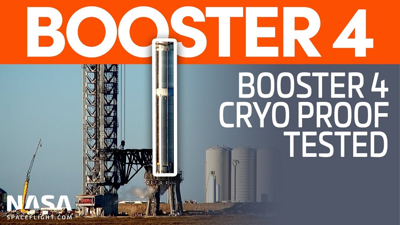 Booster 4 Undergoes Cryo Proof Test | SpaceX Boca Chica