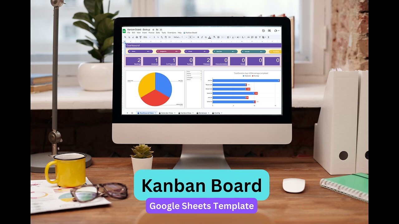 Google Sheets | Kanban Board Template | Task Tracker | Project Management | To Do list | Calendar