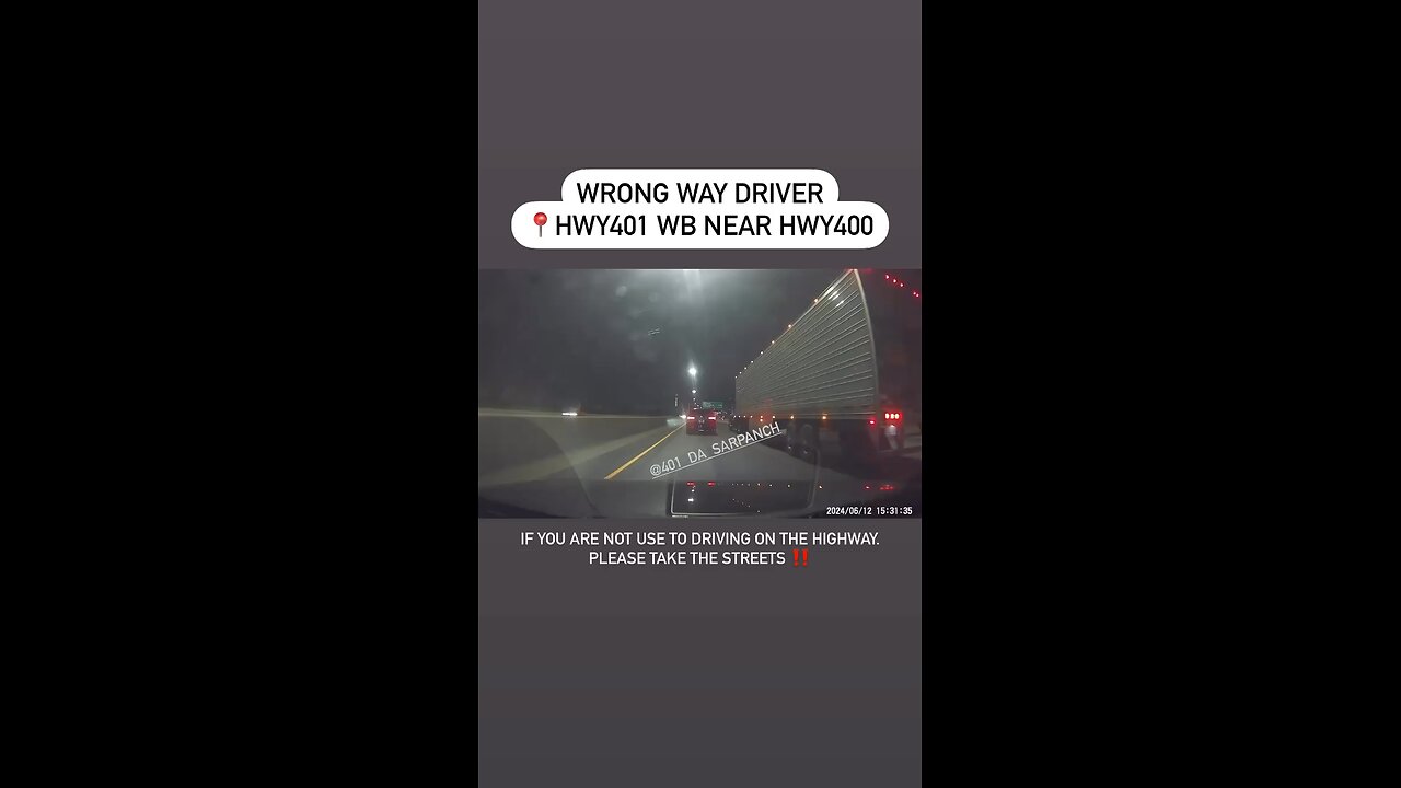 Driver Going Wrong Way On Highway