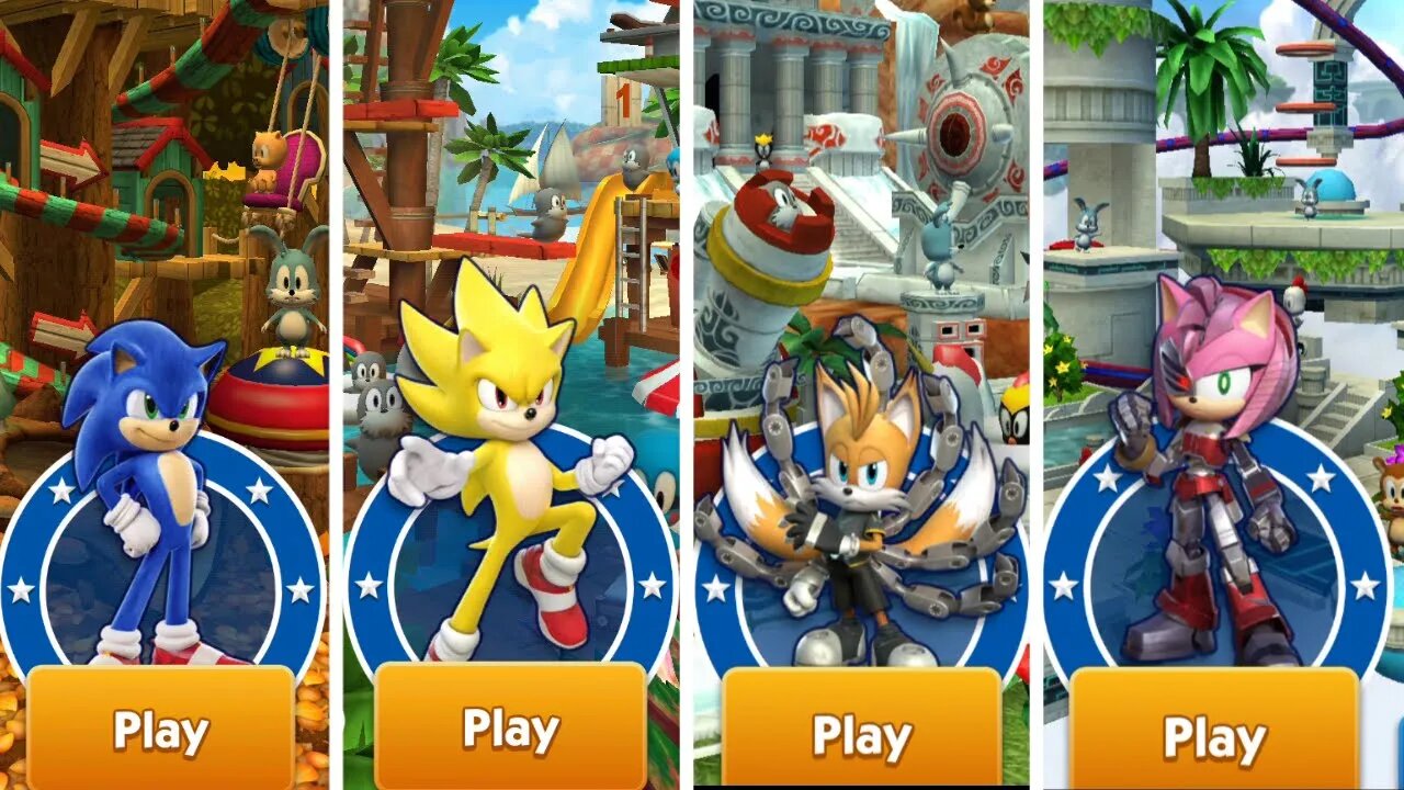 Movie Sonic VS Movie Super Sonic VS Rusty Rose VS Tails Nine I Sonic Dash