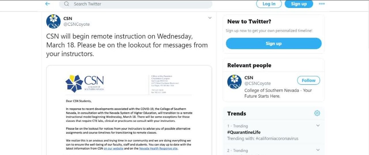 CSN switching to remote instruction this week