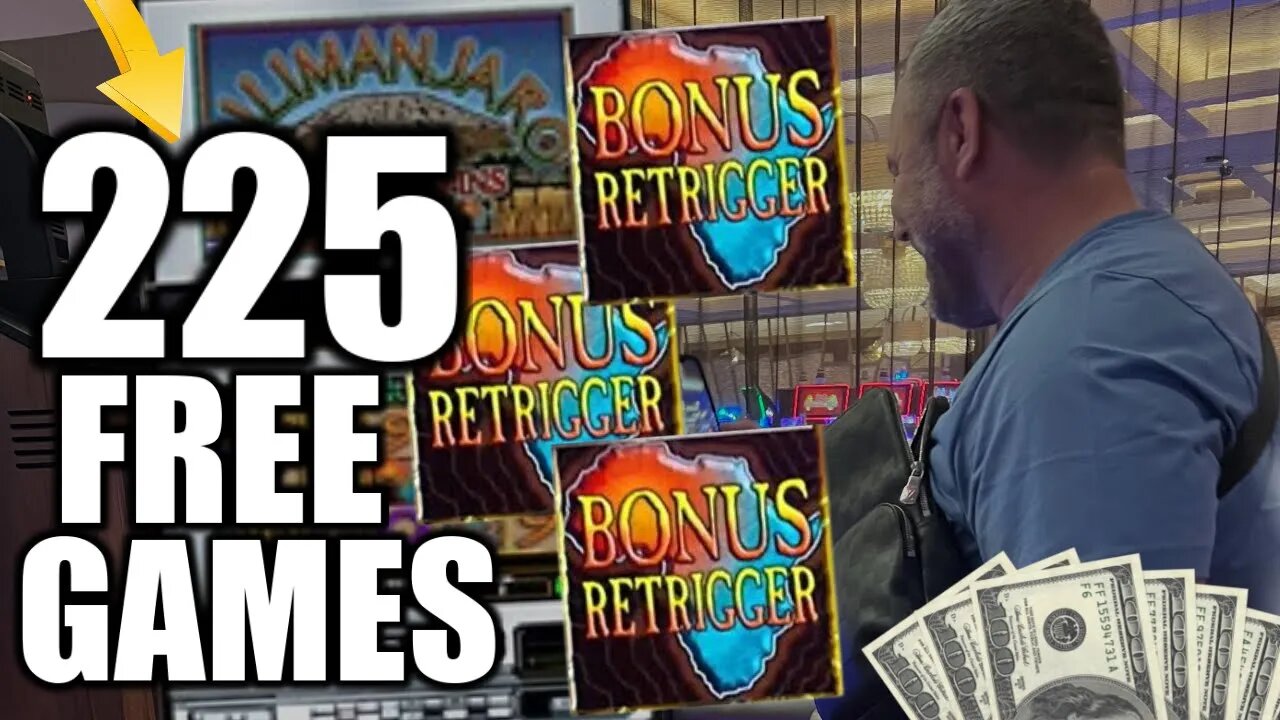 MY Biggest JACKPOT EVER on KILIMANJARO! 225 FREE GAMES! NONSTOP RETRIGGERS High Limit Slot Play