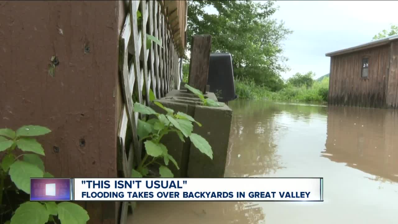 Flooding takes over backyards after heavy rain