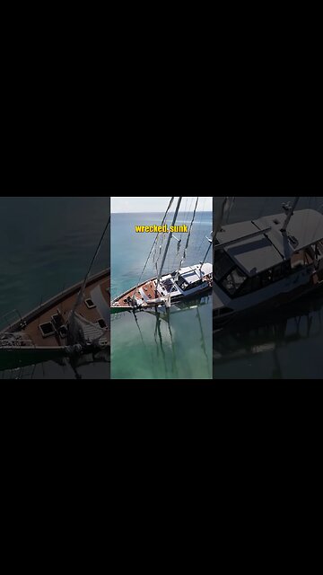 We boarded a wrecked and sunk yacht just like real pirates #yacht #abandoned #pirates