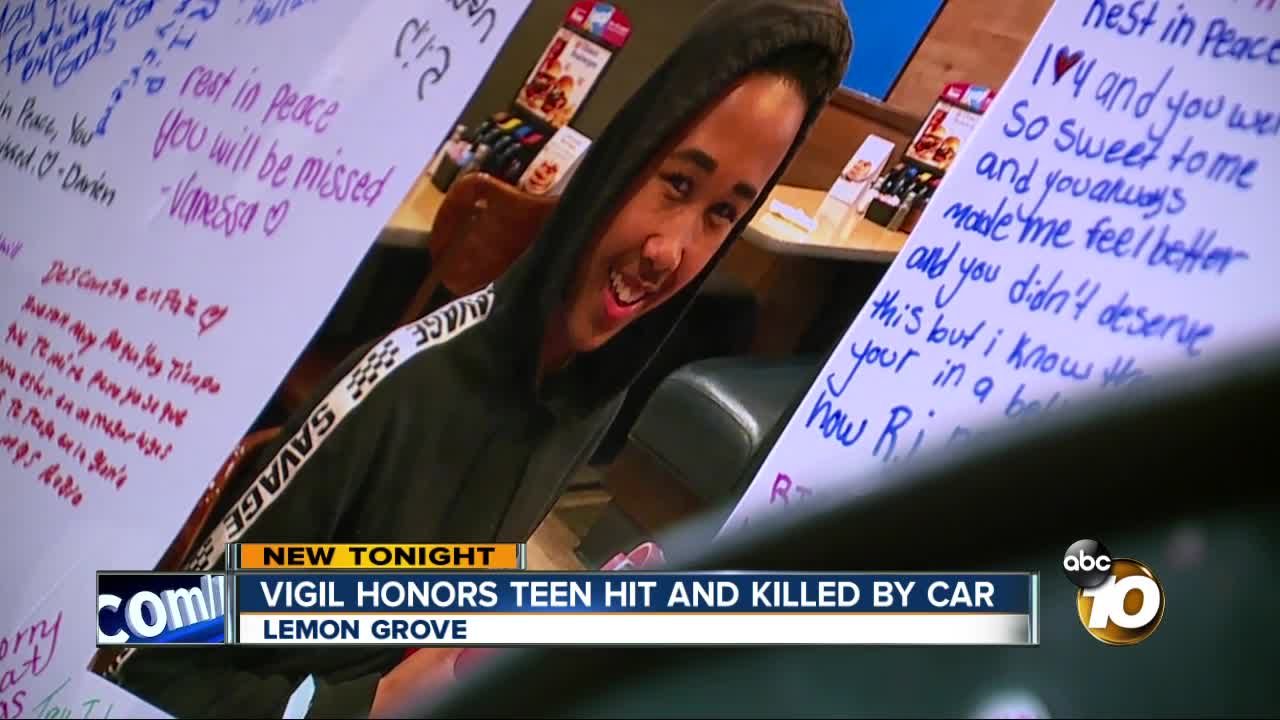 Vigil honors Lemon Grove teen hit, killed by car