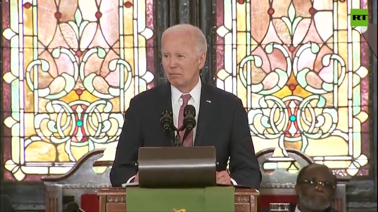 BREAKING: TRAITOR Brandon's (Biden) INCOHERENT mumbling at church interrupted By Opponents of Genocide in Concentration Camp Gaza